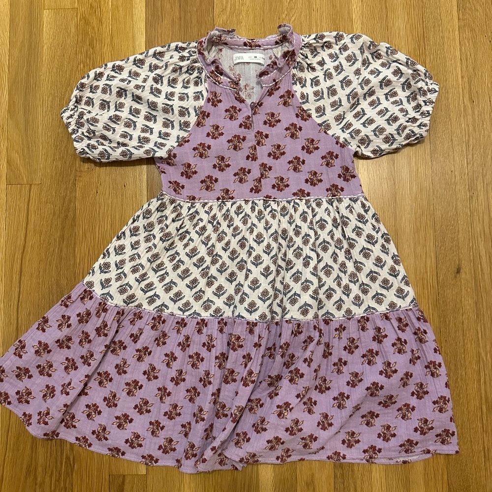 Zara size 6 boho printed purple dress